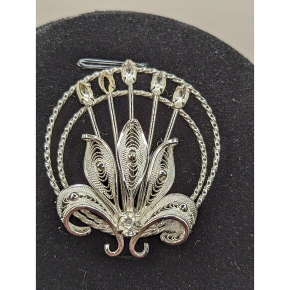 Vintage Ann Lee Sterling Pin and Earring Set - Picture 3 of 10